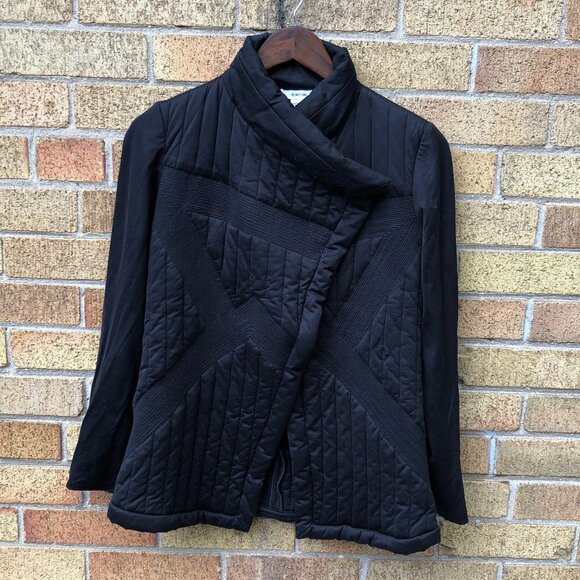 RARE Helmut Lang Asymmetrical Collar Coat Jacket Medium Black - Picture 1 of 9